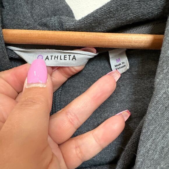 Athleta Gray Cowl Neck Athleisure Cozy Classic Sweatshirt Dress Size Medium - Picture 2 of 4